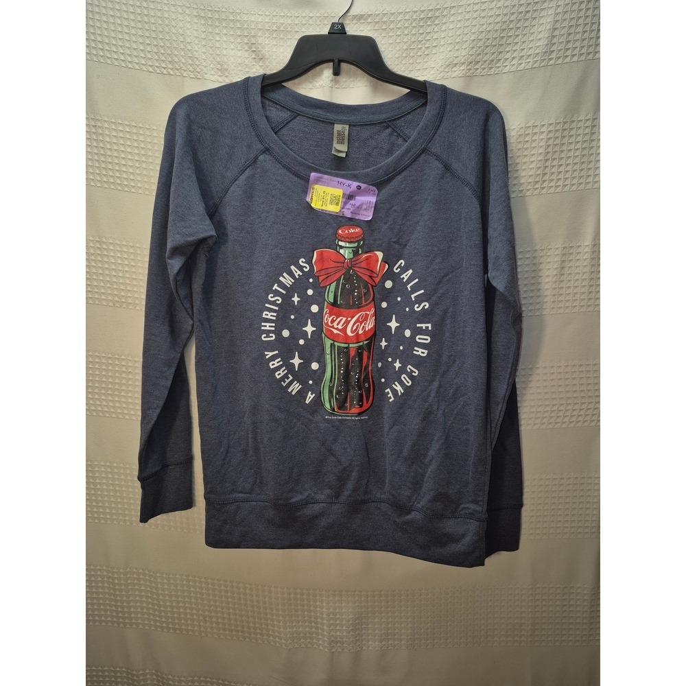 Instant Message Womens Large Gray Coca Cola Christmas Sweatshirt 7187